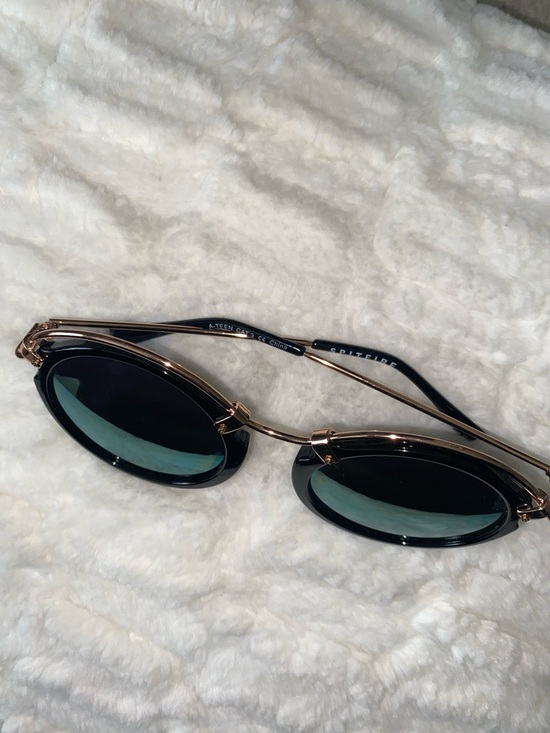 Spitfire A Teen Cat Black Frames with Gold Accents Round Women\'s Sunglasses